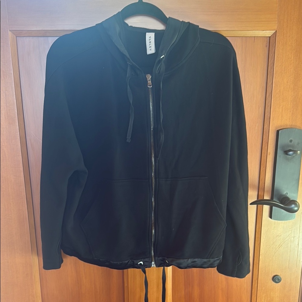 VARLEY Black lightweight  Zip-Up Hoodie with ribbon trim size medium
